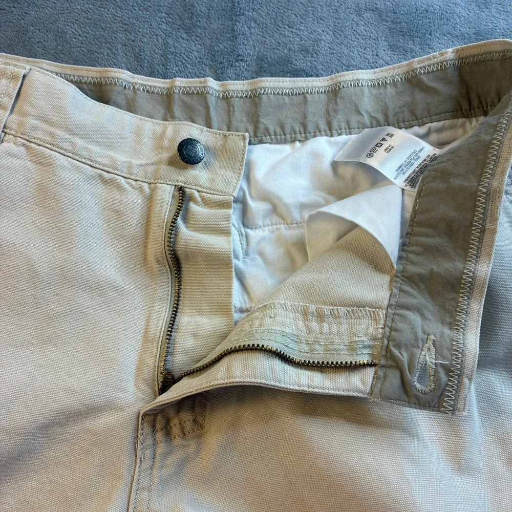 Columbia Mens Tan Khaki Cotton Canvas Utility Carpenter Pants 36x32 Straight Leg